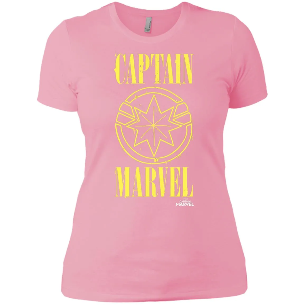 Captain Marvel Yellow Paint Drip Logo Women Cotton T-Shirt