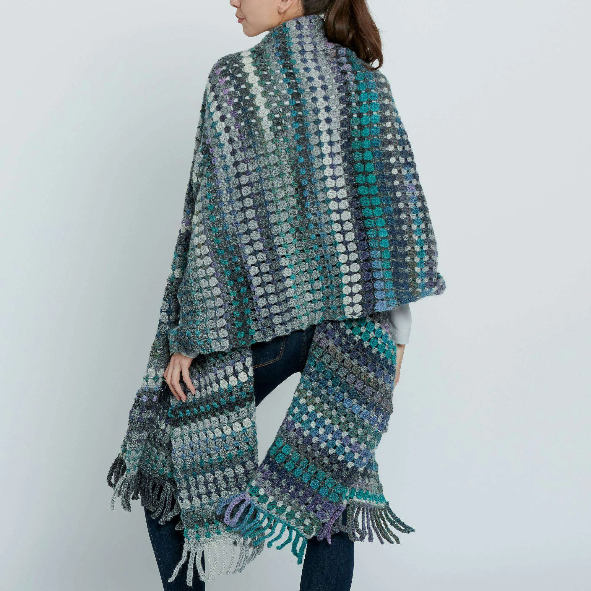 Caron Two Color Crochet Blanket Wrap