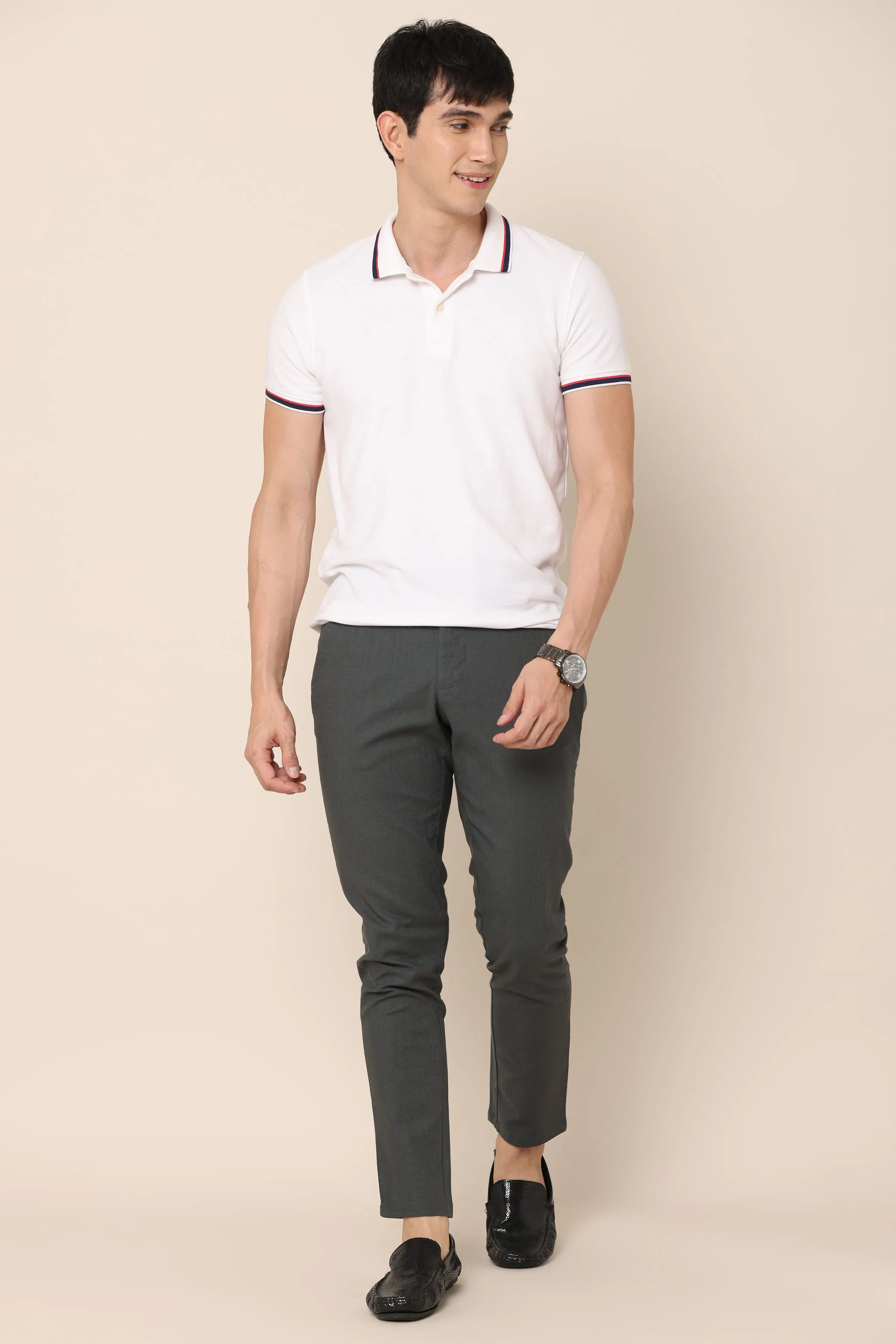 Charcoal Grey Slim-Fit Trousers