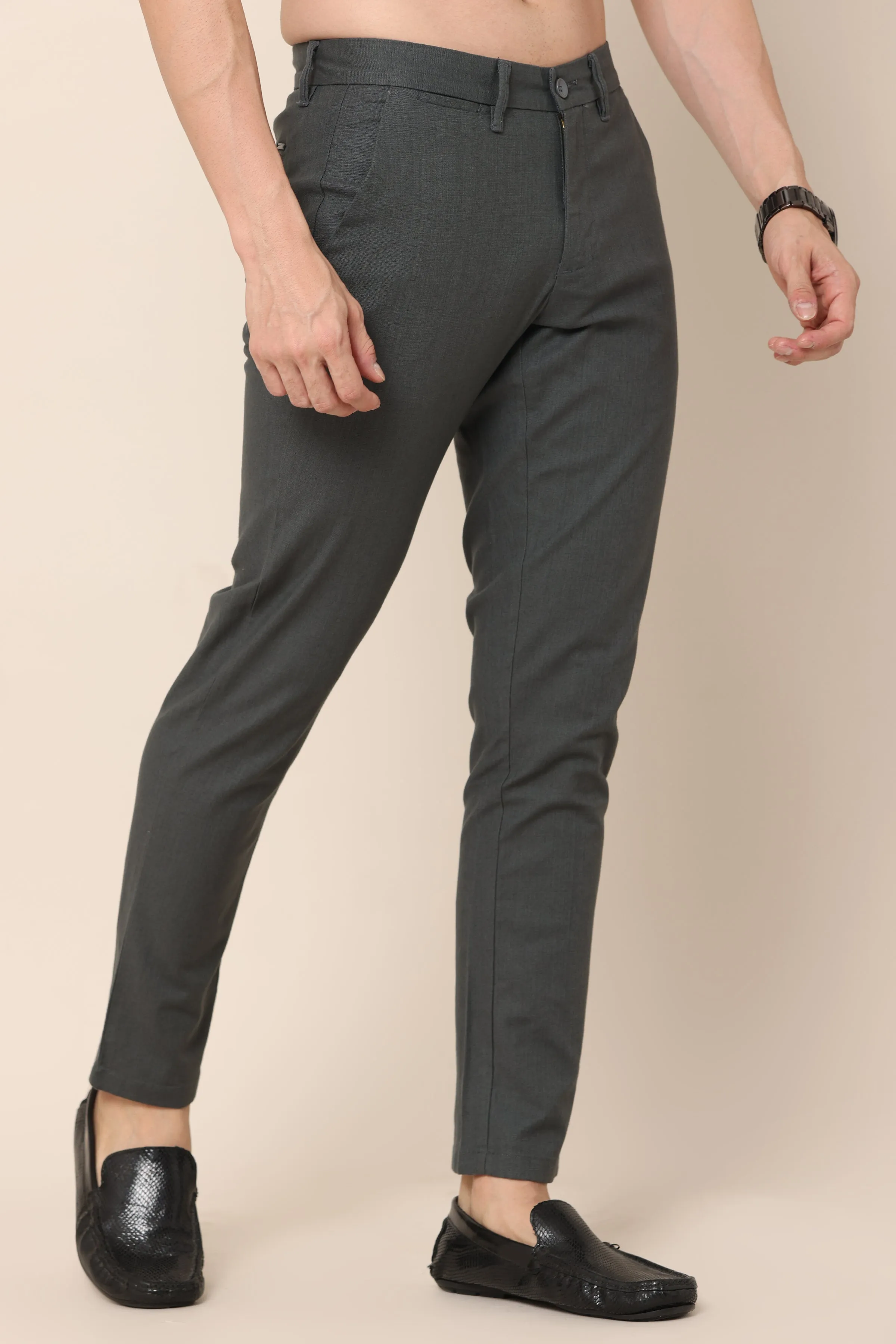 Charcoal Grey Slim-Fit Trousers