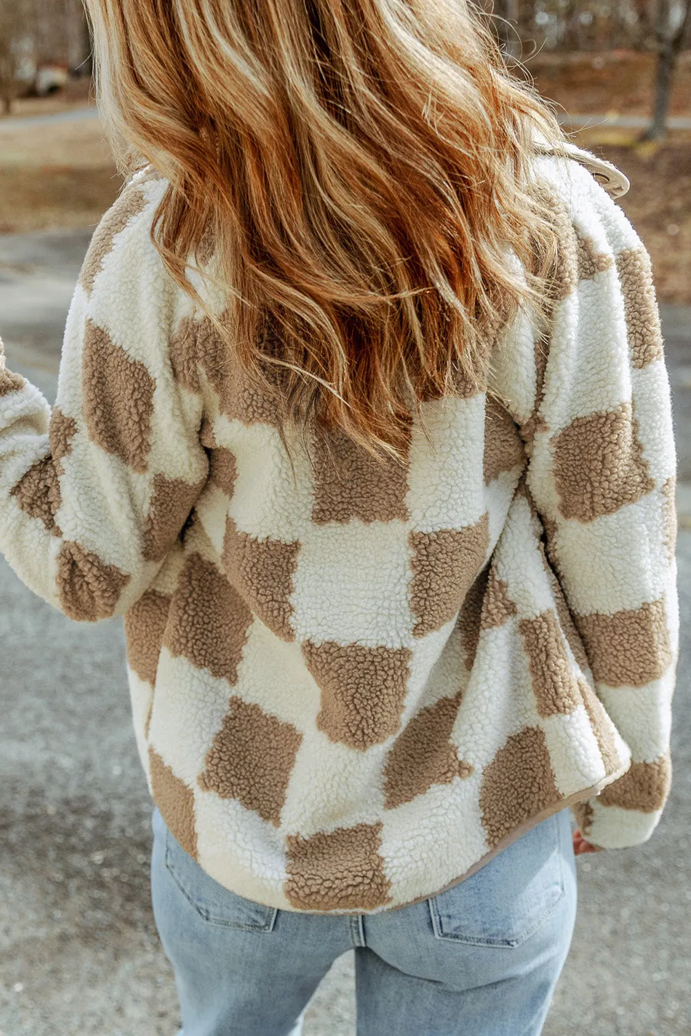 Checker Sherpa Snap Button Jacket