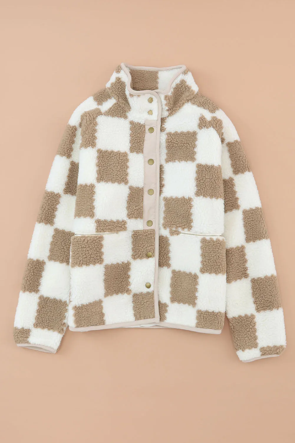 Checker Sherpa Snap Button Jacket