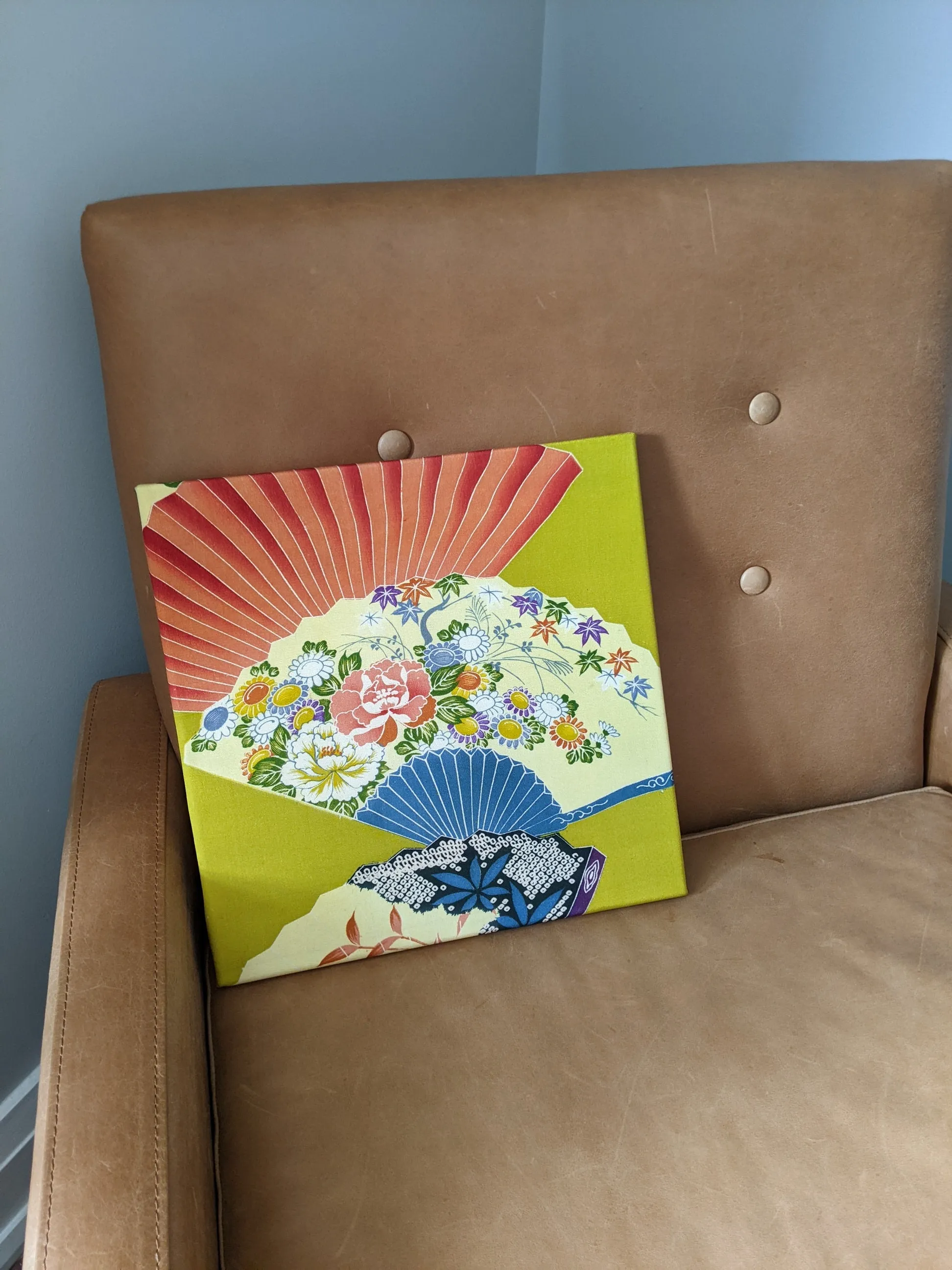 Colourful Japanese fans wall art