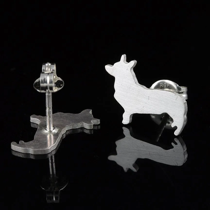 Corgi Sterling Silhouette Earring Studs