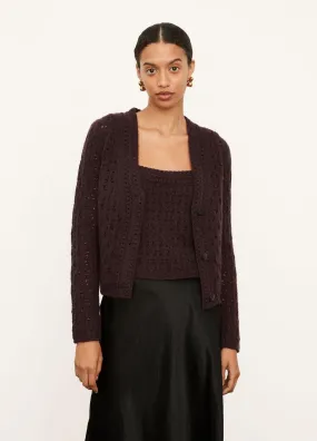 Crochet Cardigan in Plum Wine