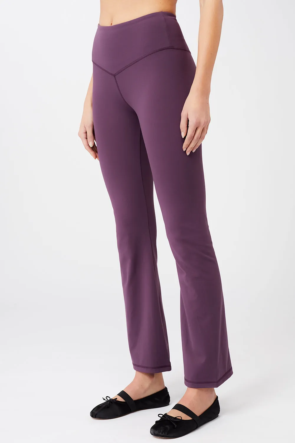 Cropped Shoulder Top   Flared Sports Pants (Purple Passion)