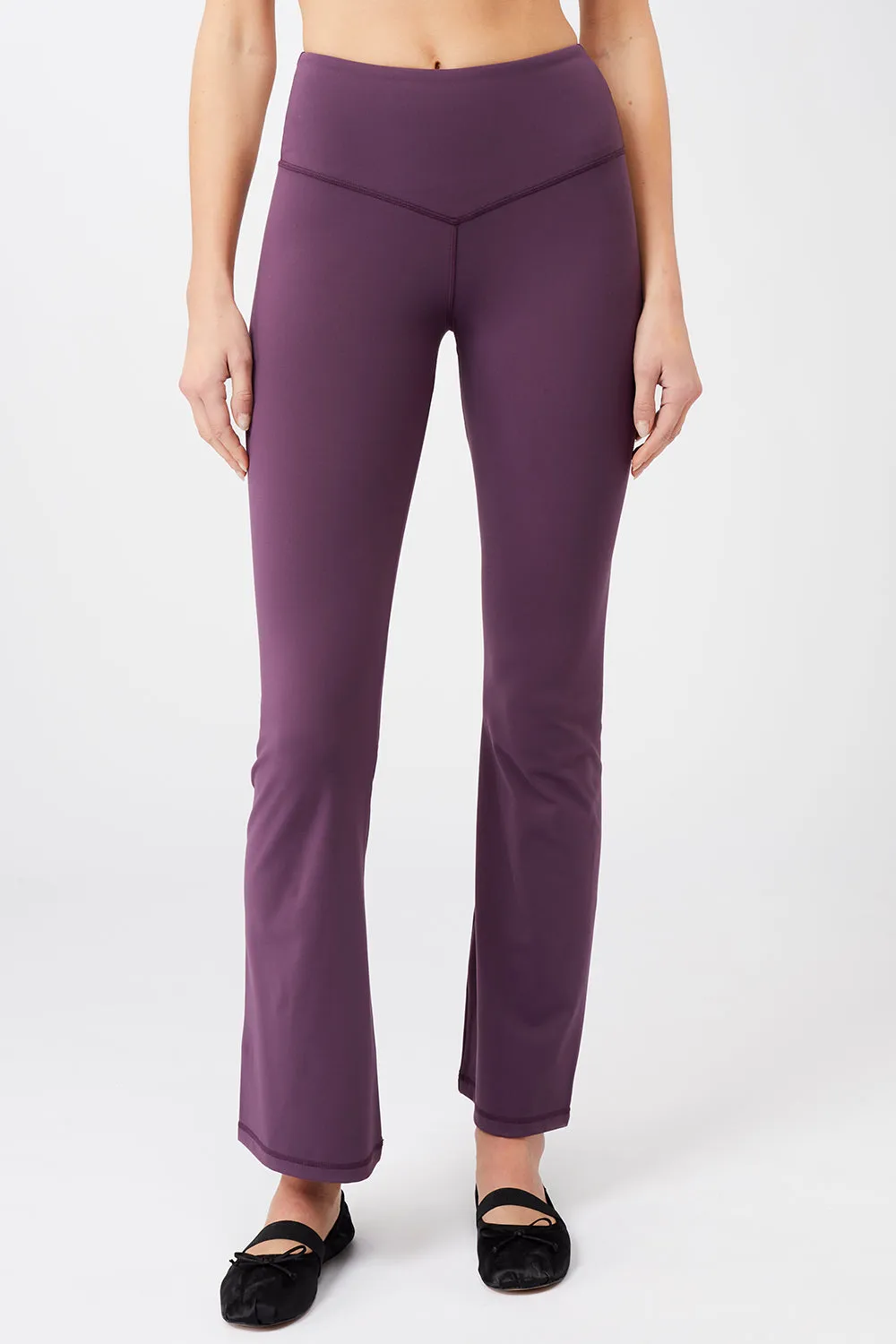 Cropped Shoulder Top   Flared Sports Pants (Purple Passion)