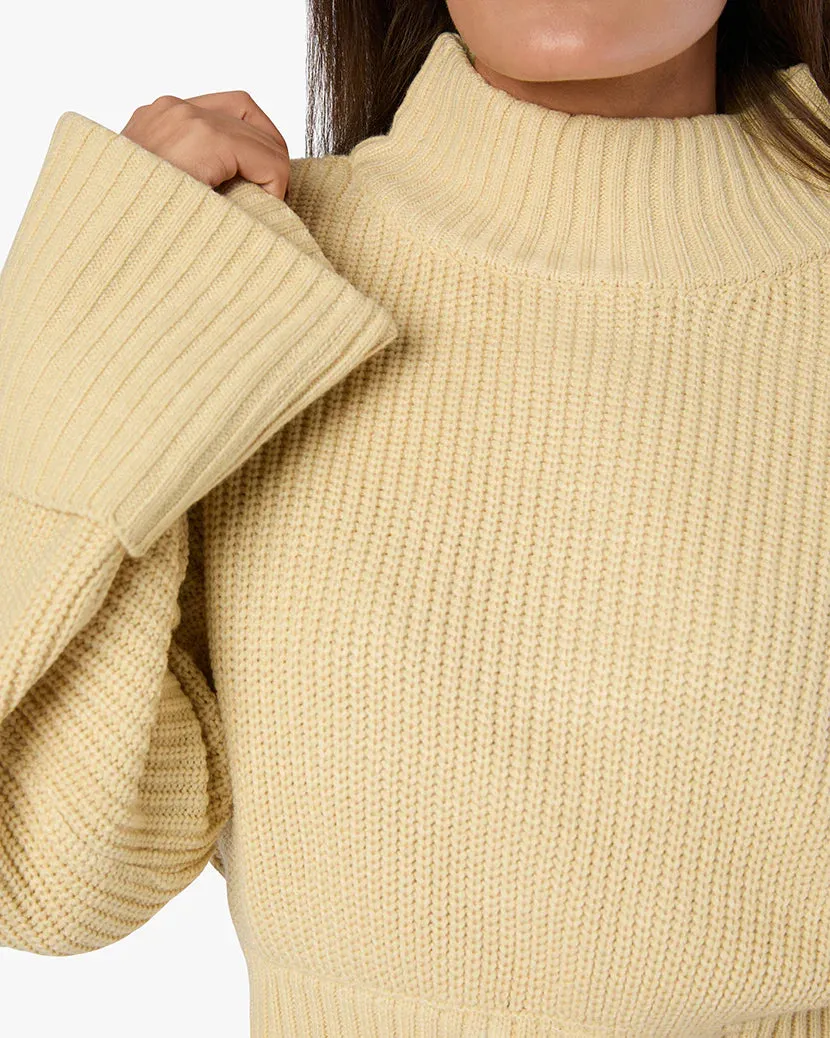 Cropped Turtle Neck Sweater Wheat