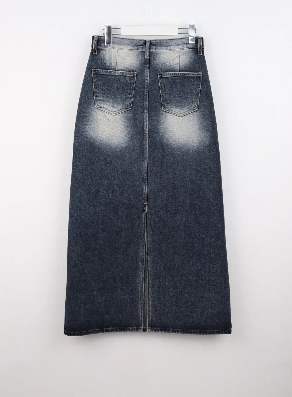 Dark Wash Denim Maxi Skirt CS311