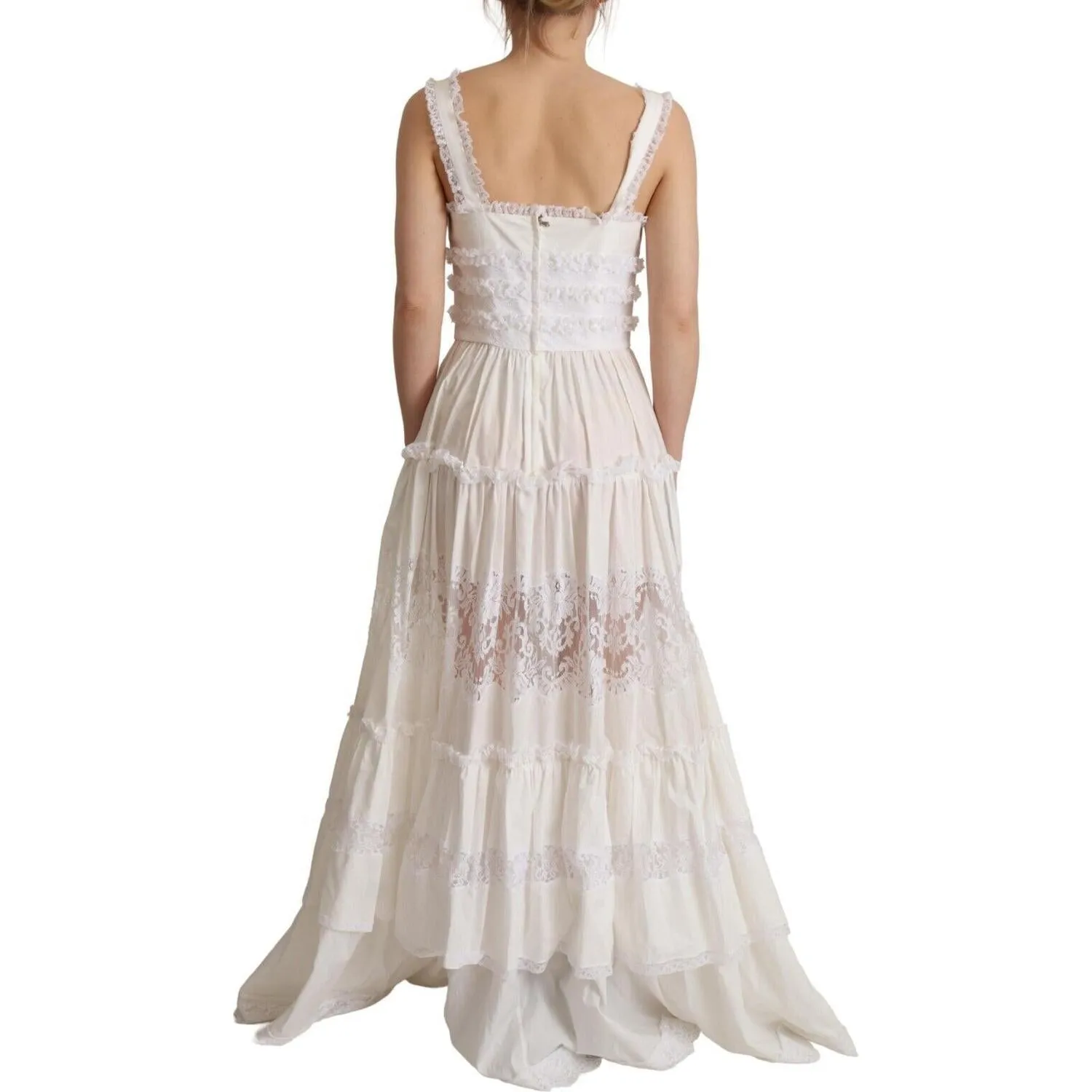 Dolce & Gabbana Elegant White A-Line Tiered Maxi Dress