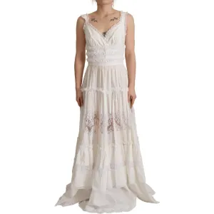 Dolce & Gabbana Elegant White A-Line Tiered Maxi Dress