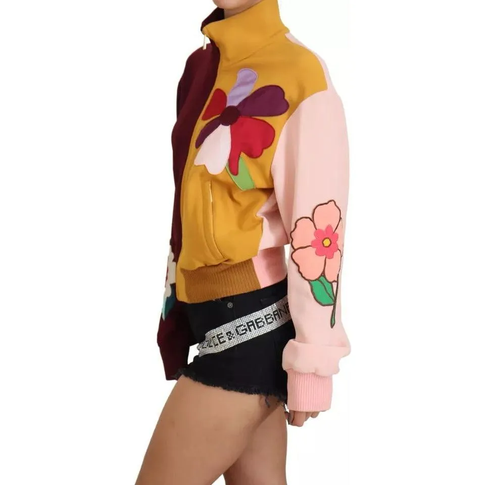 Dolce & Gabbana Multicolor Floral Viscose Full Zip Sweater