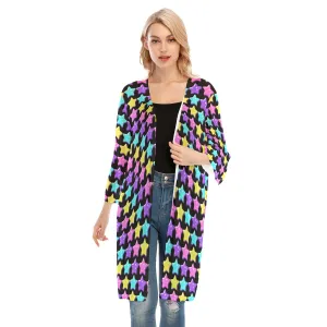 Electric Star Wave Black V-neck Mesh Cardigan