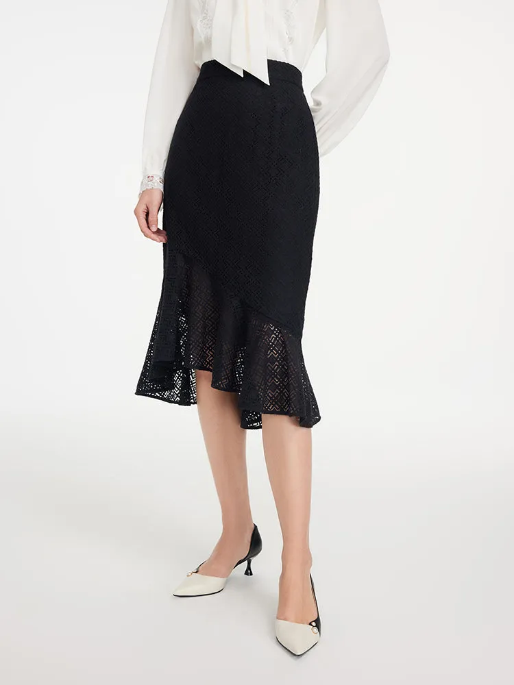 EP YAYING Elegant Fishtail Hem Midi Skirt