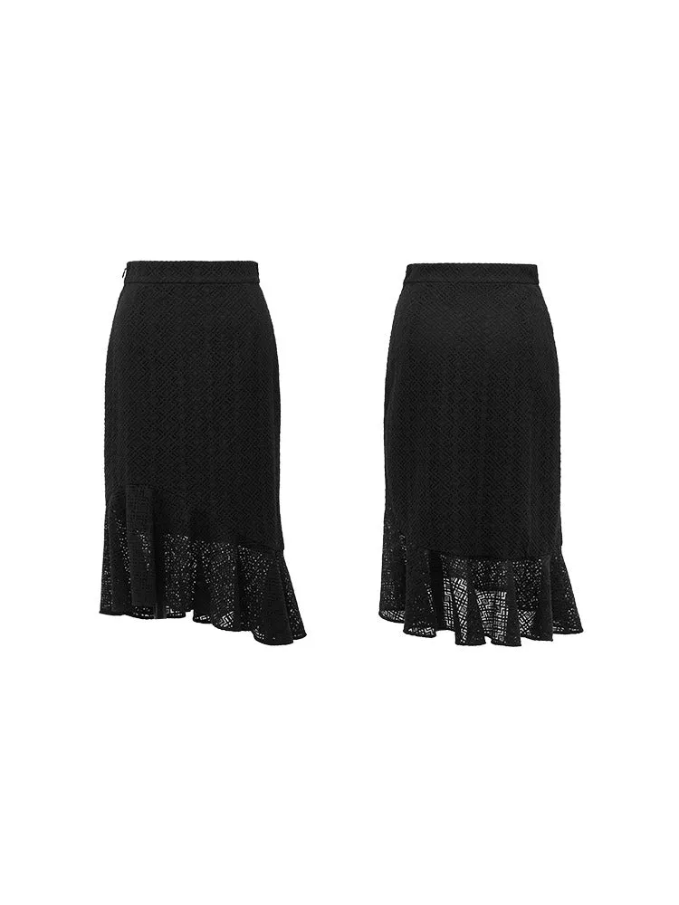 EP YAYING Elegant Fishtail Hem Midi Skirt