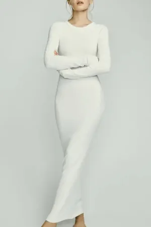 Eterne - Long Sleeve Crewneck Maxi dress in Cream