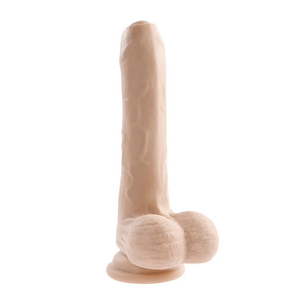 Evolved Peek A Boo Rechargeable Vibrating 8 in. Silicone Uncircumcised Dildo with Power Boost Light