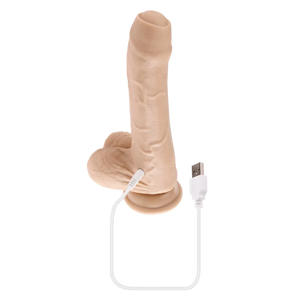 Evolved Peek A Boo Rechargeable Vibrating 8 in. Silicone Uncircumcised Dildo with Power Boost Light