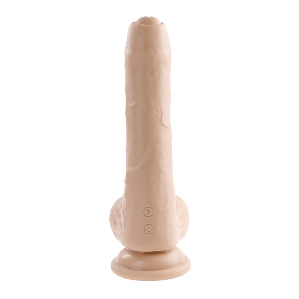 Evolved Peek A Boo Rechargeable Vibrating 8 in. Silicone Uncircumcised Dildo with Power Boost Light