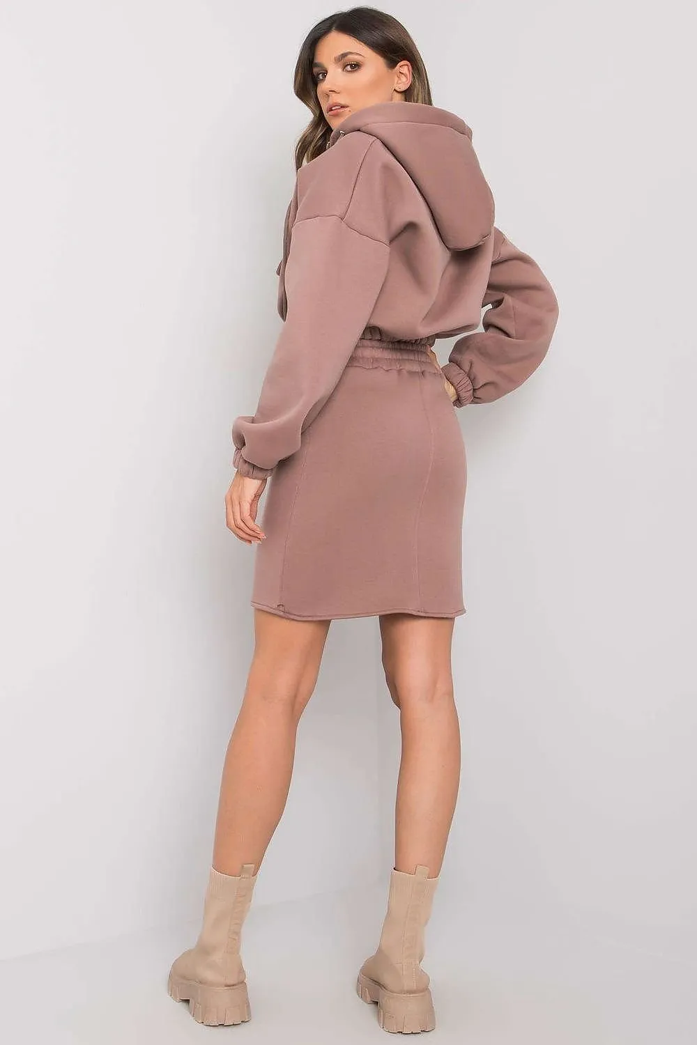 Ex Moda Cropped Pocket Hoodie And Midi Skirt Set