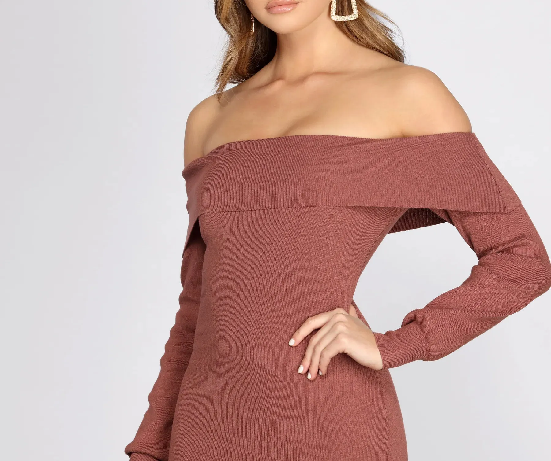 Feelin' Sweet Off Shoulder Sweater Dress