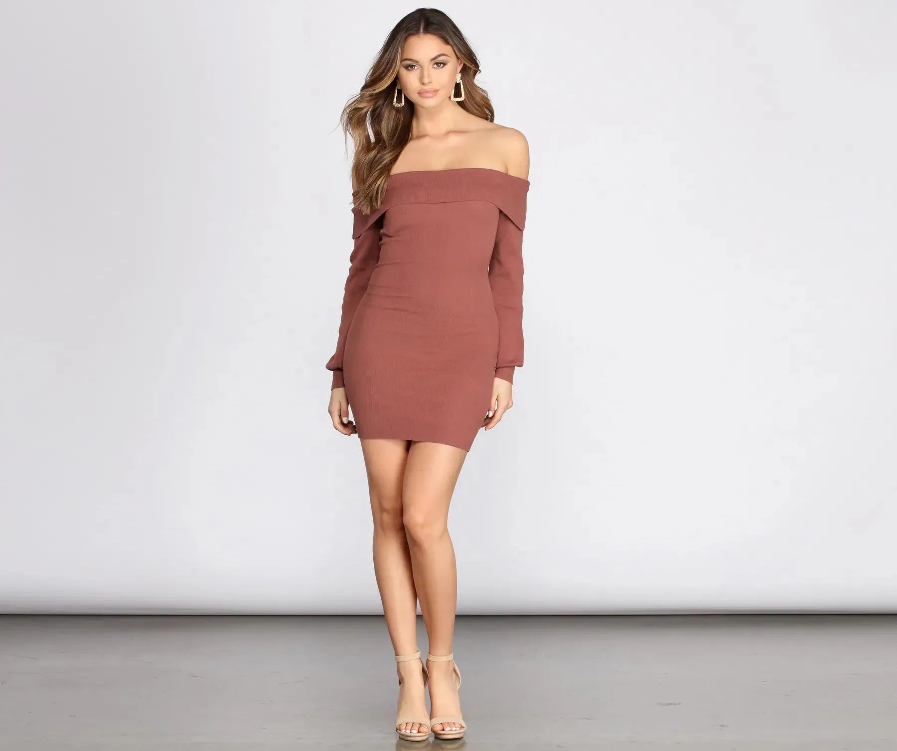 Feelin' Sweet Off Shoulder Sweater Dress