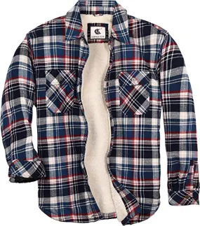 FLANNEL QUILTED SHERPA LINED JACKET (BLUE/RED PLAID #15)