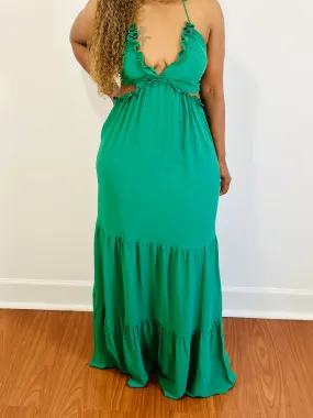 Floetry V-Neck Maxi Dress (Hunter Green)