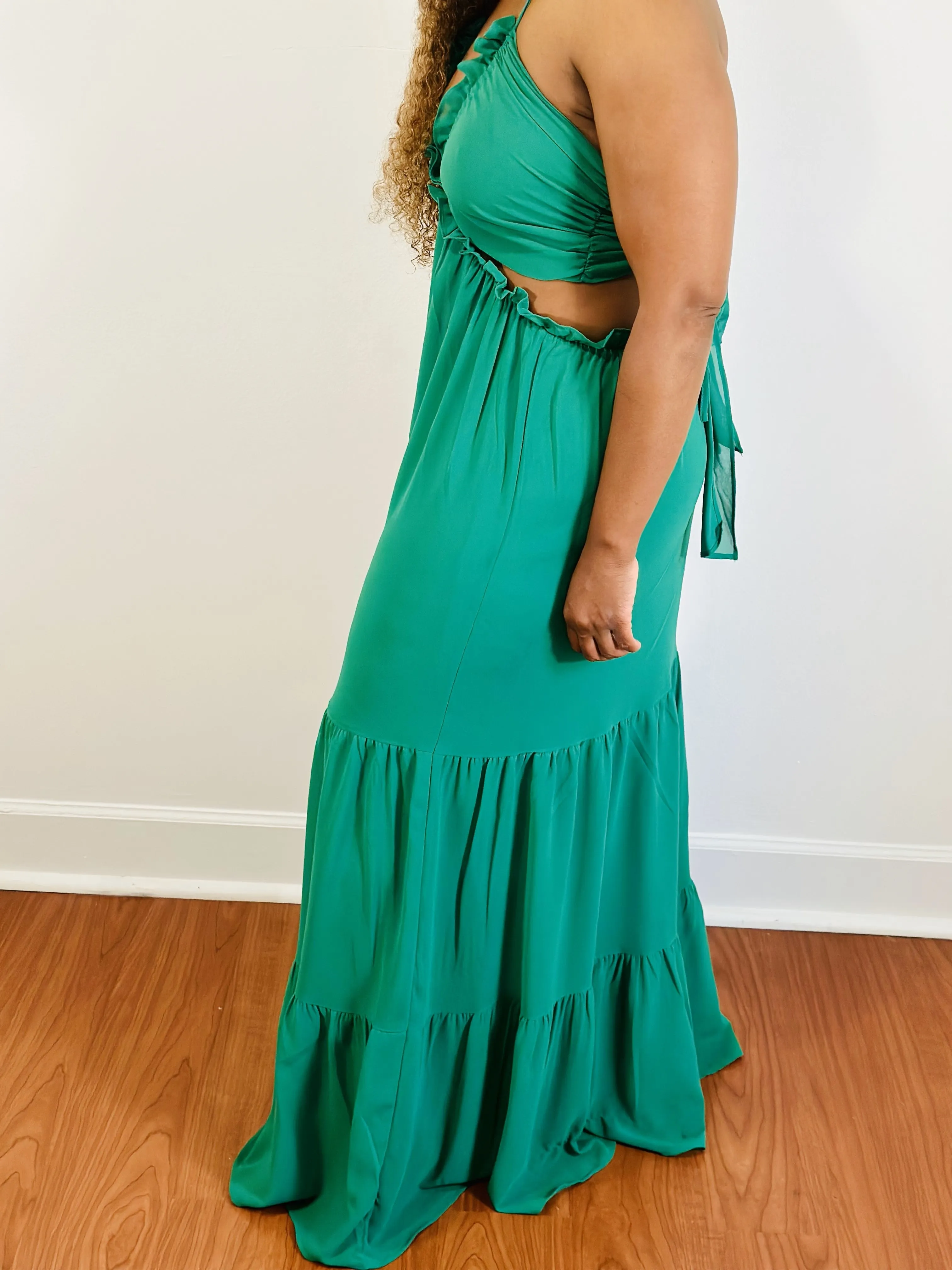 Floetry V-Neck Maxi Dress (Hunter Green)