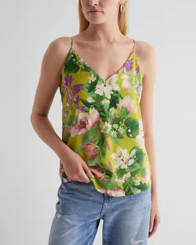 Floral V-Neck Downtown Cami in Green Print