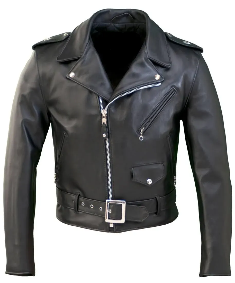 GENUINE COWHIDE LEATHER BRANDO LEATHER JACKET