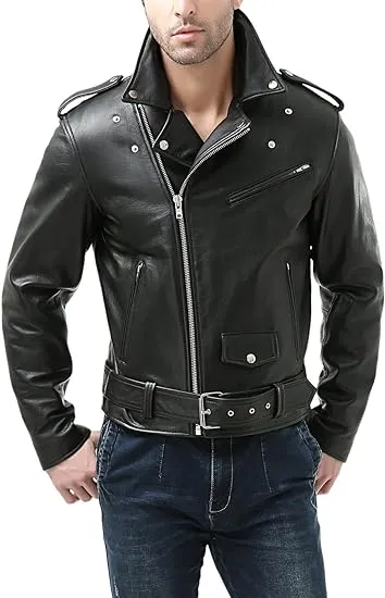 GENUINE COWHIDE LEATHER BRANDO LEATHER JACKET