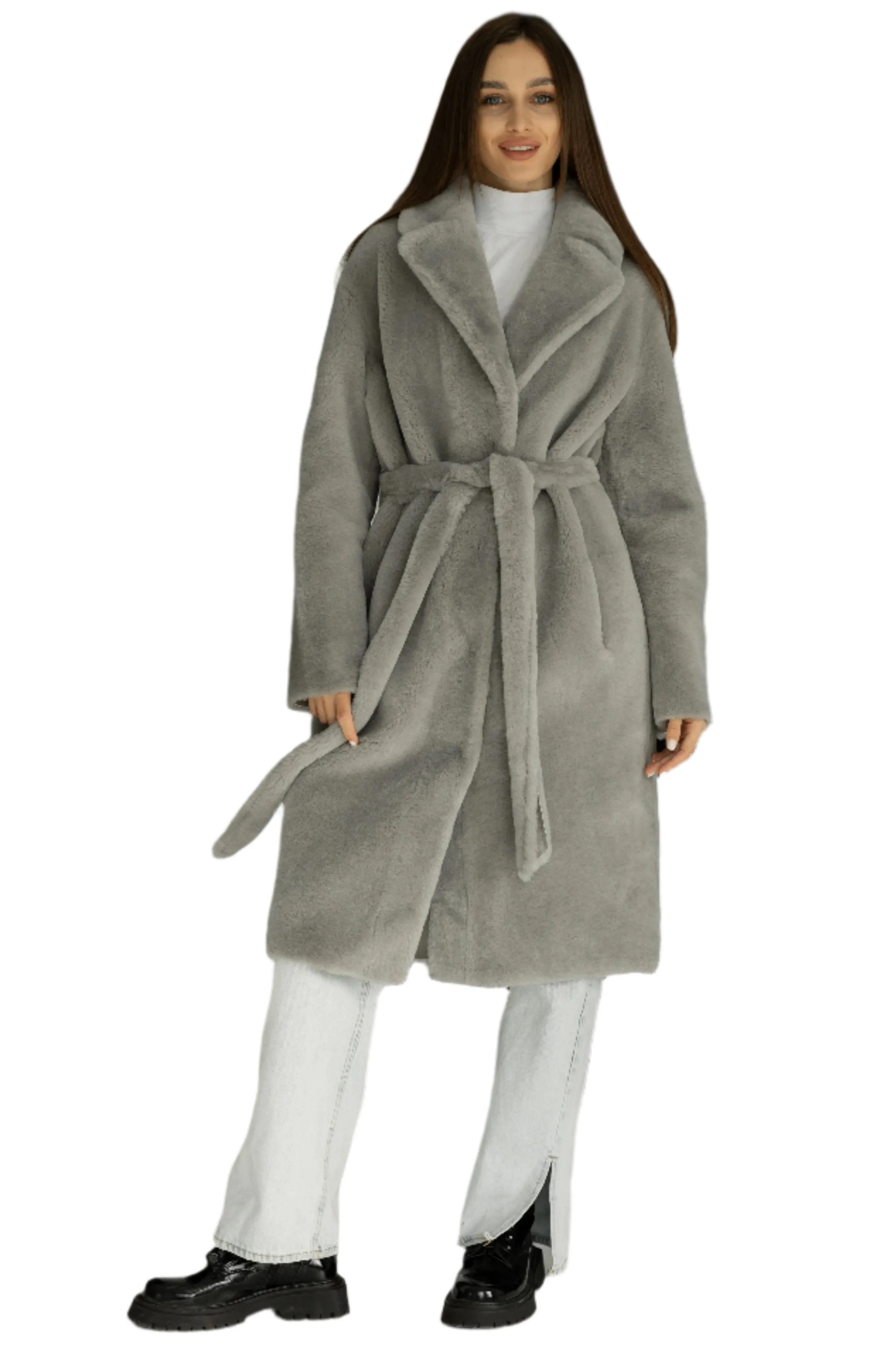 Genuine Shearling Merino Lamb Leather Coat by Punto Leather