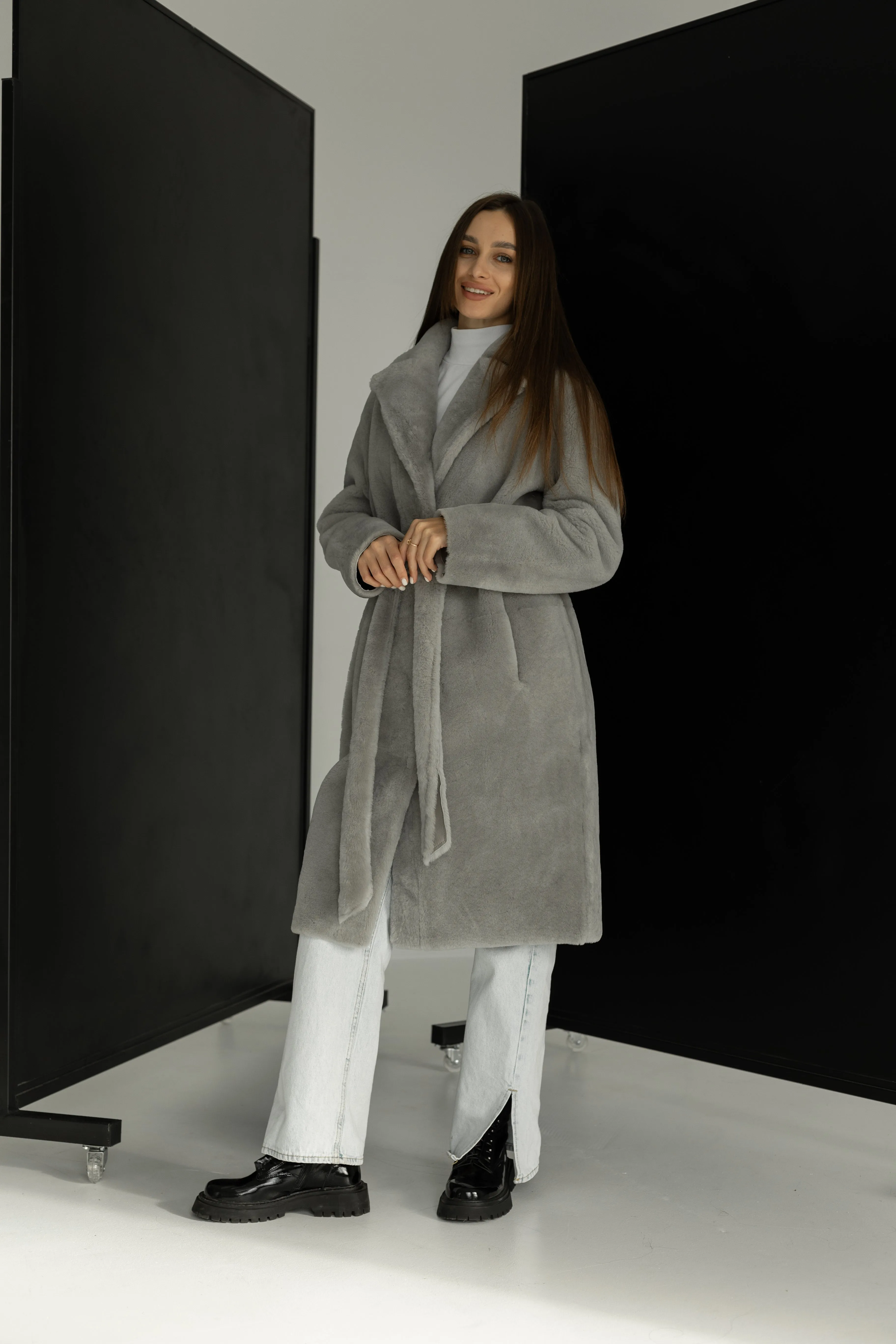 Genuine Shearling Merino Lamb Leather Coat by Punto Leather