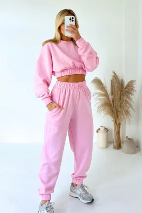 Gracie baby pink cropped sweater jogger loungewear set