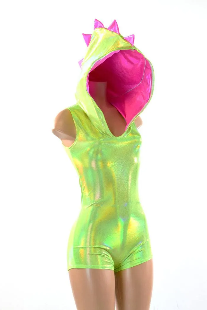 Green & Pink Holographic Dragon Romper