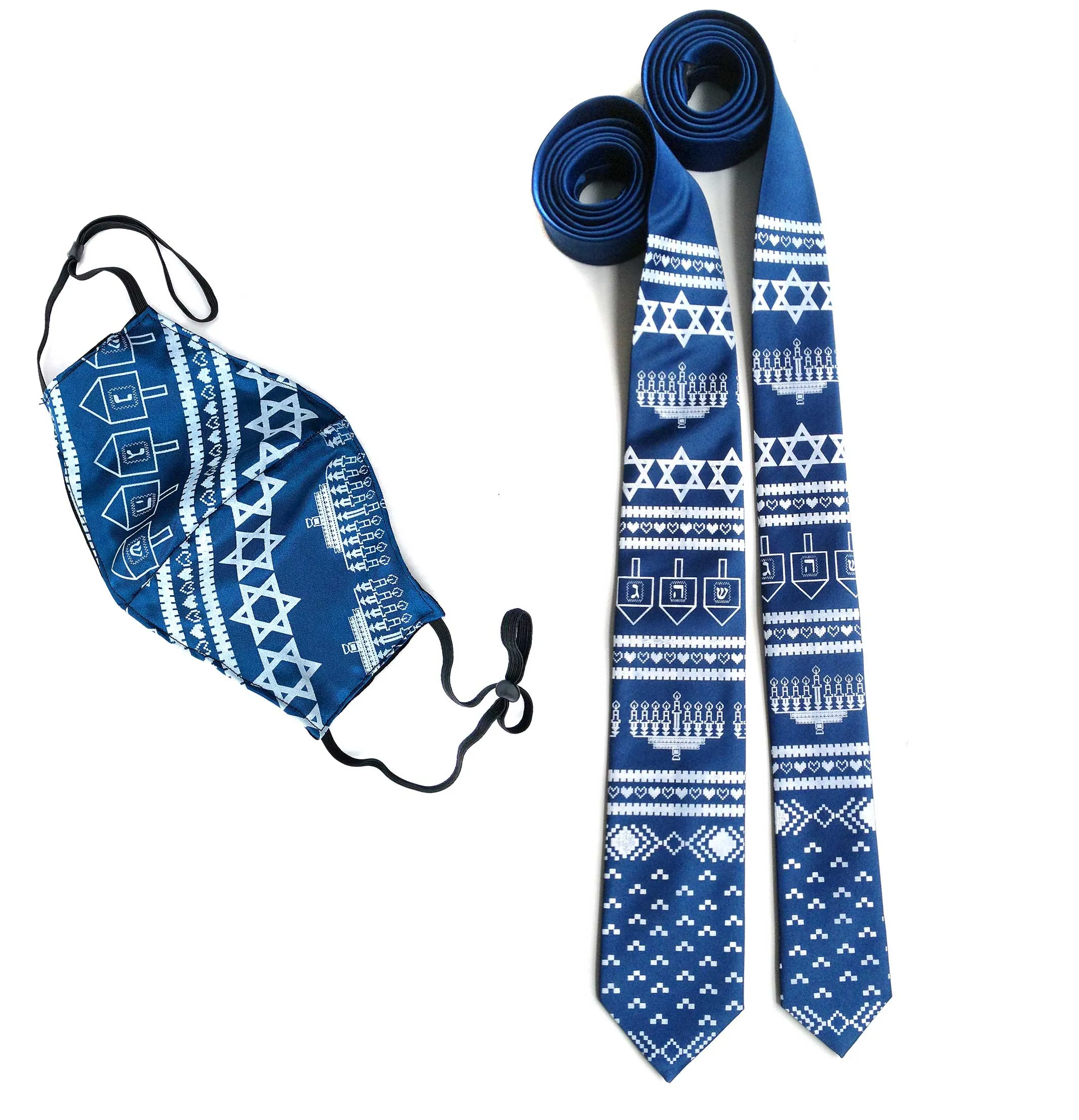 Hanukkah Sweater Mask, Adjustable ugly holiday sweater facemask