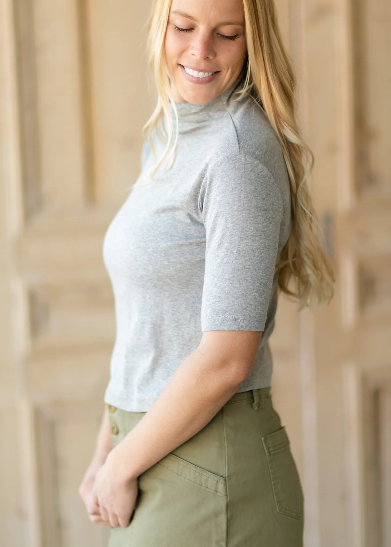 Heather Gray Mock Neck Top - FINAL SALE