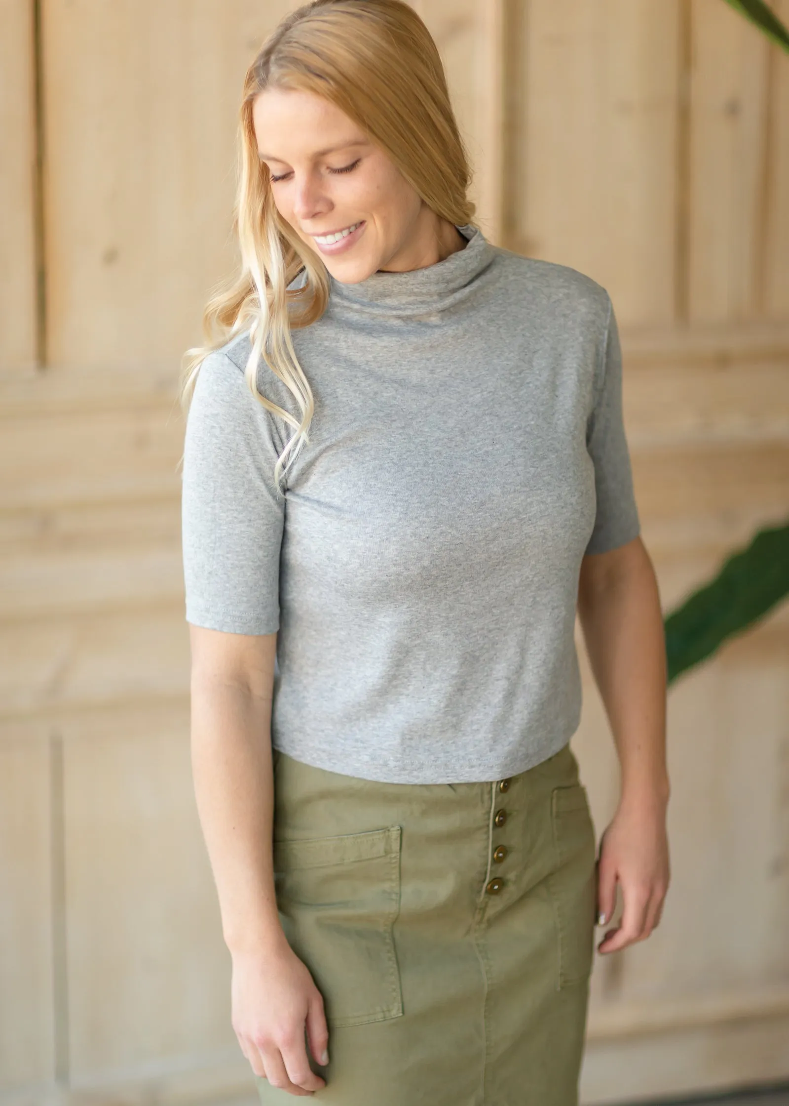 Heather Gray Mock Neck Top - FINAL SALE