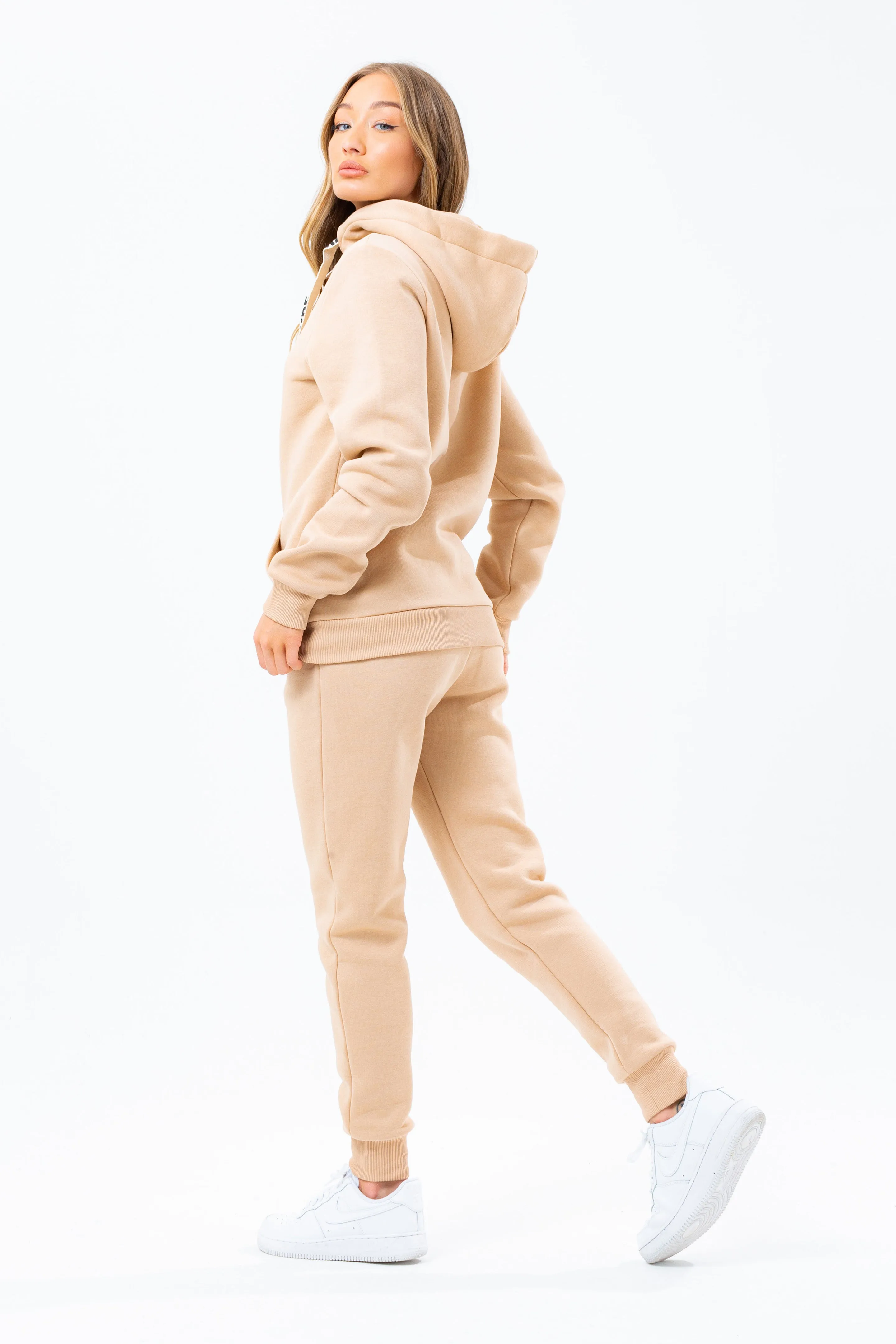 Hype Beige Drawstring Women'S Pullover Hoodie