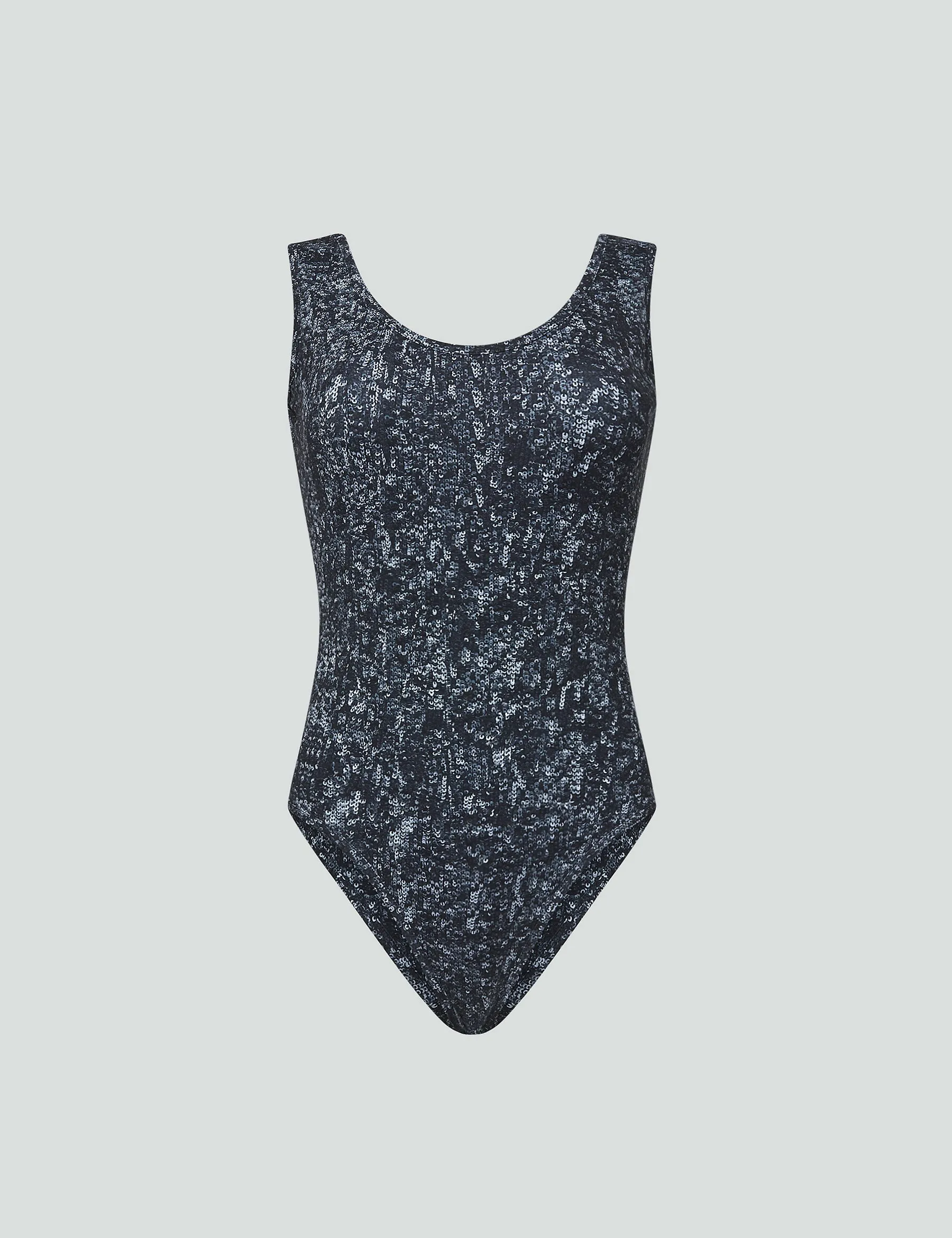 Iconic Scoop Neck Tank Bodysuit - Black Diamond