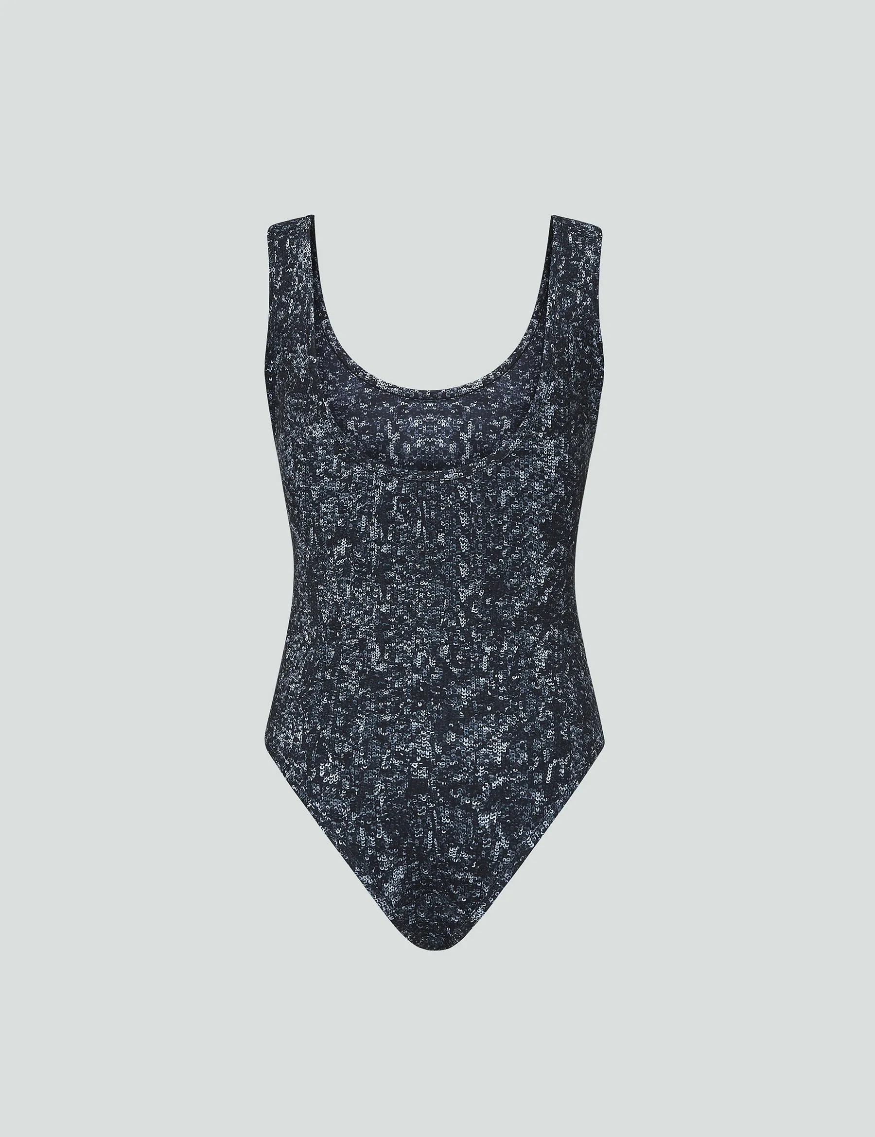 Iconic Scoop Neck Tank Bodysuit - Black Diamond