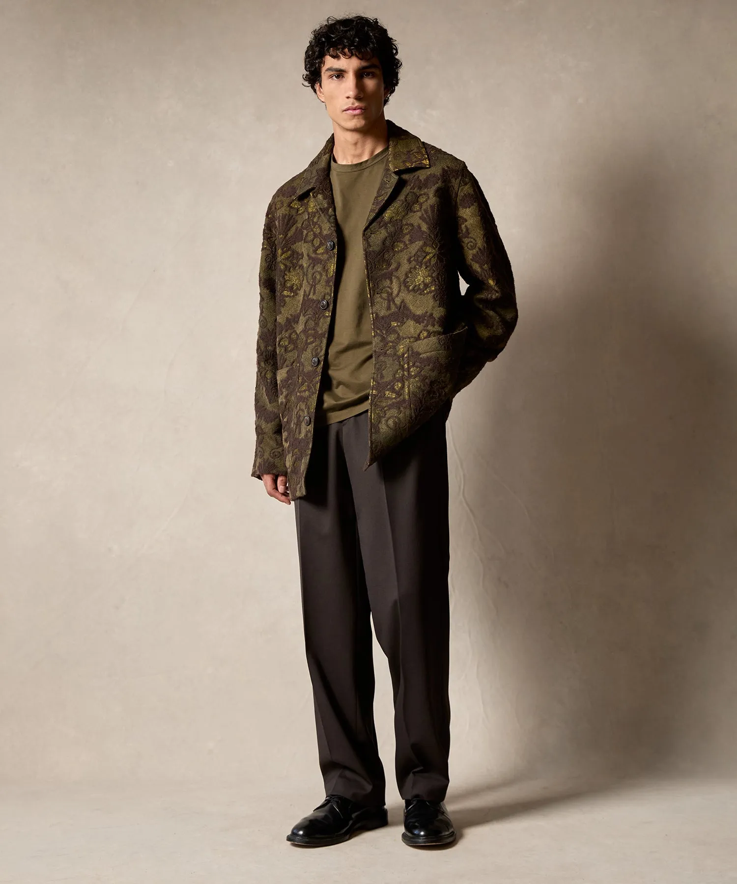 Italian Floral Chore Coat in Olive