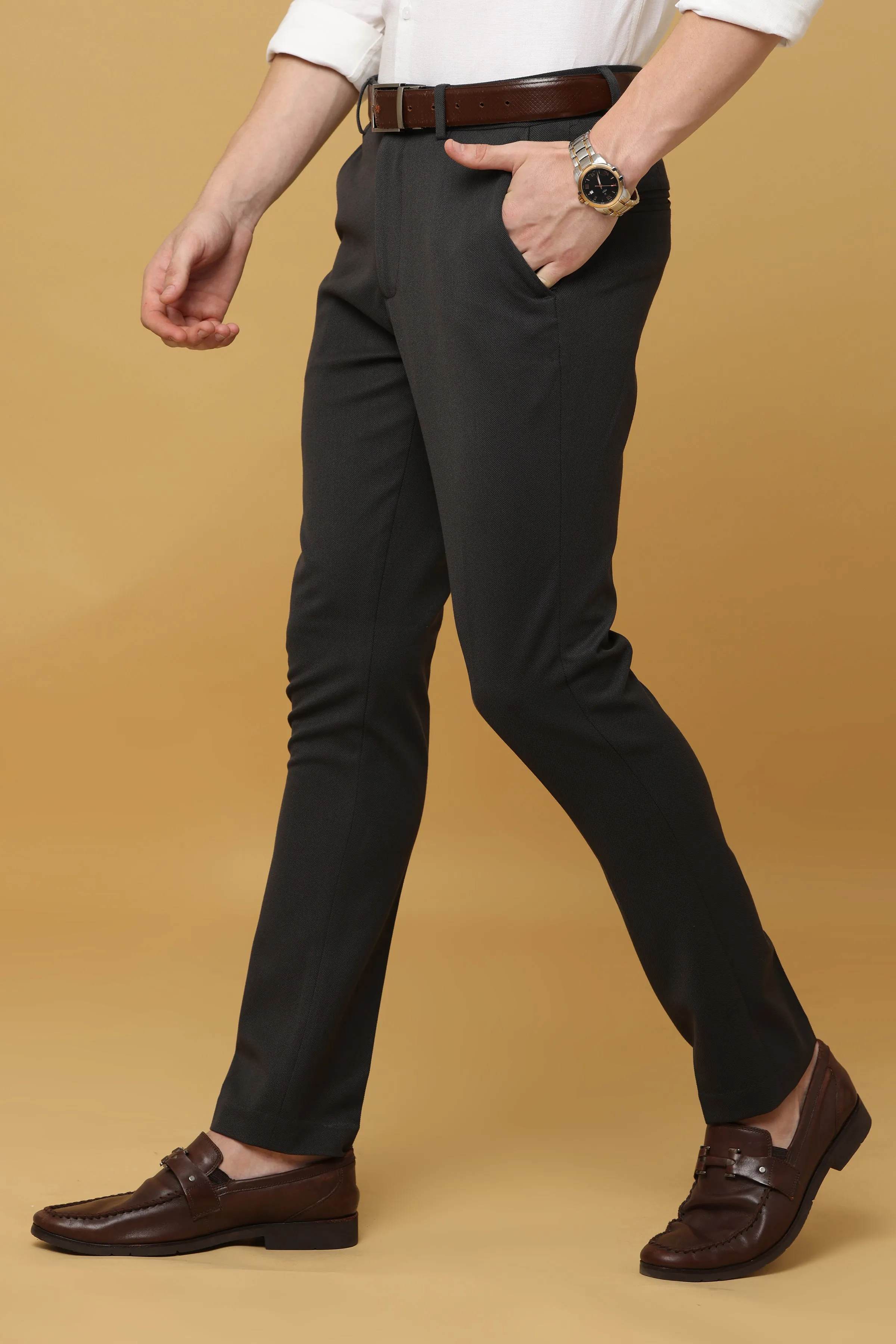 Ivyn Elegant Night Grey Formal Trousers