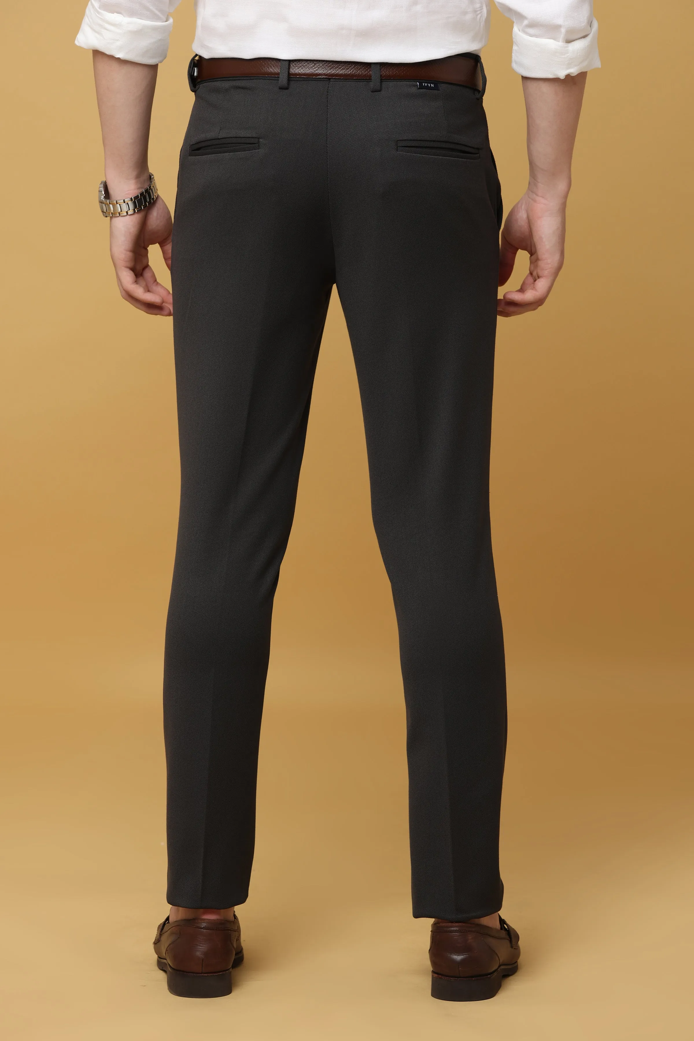 Ivyn Elegant Night Grey Formal Trousers