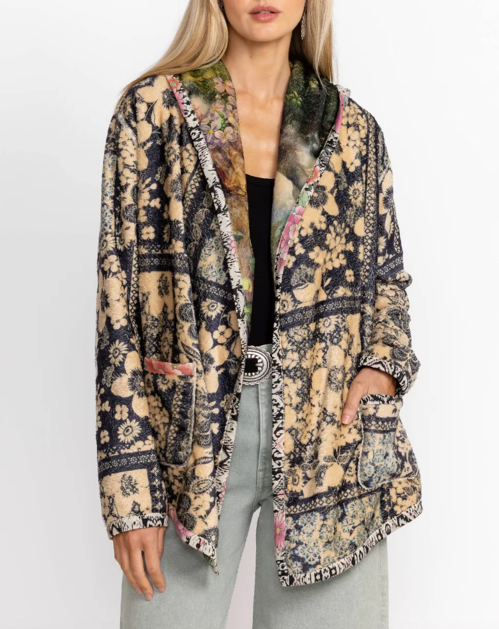 Joan Sherpa Jacket - Rawi Scarf Print