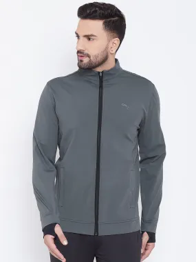 JUMP USA Men Grey Solid Active Wear Sporty Jacket