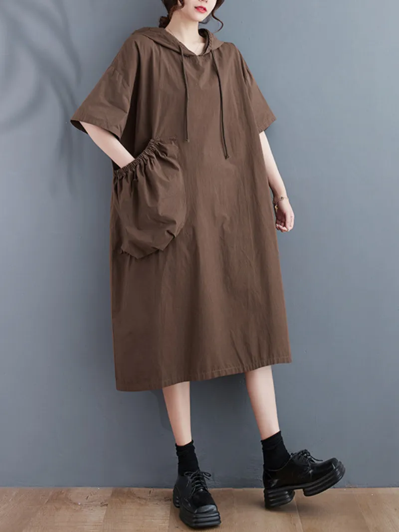 Just My Type Cotton Midi Length Hoodie Dress