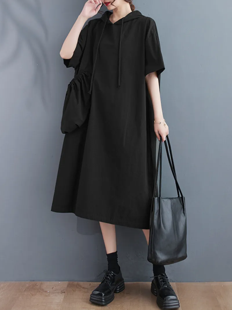 Just My Type Cotton Midi Length Hoodie Dress