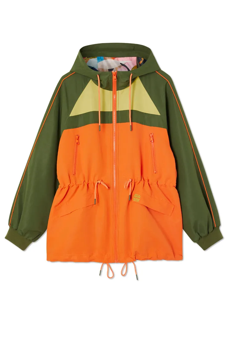 Khaki and Orange NFD Windbreaker